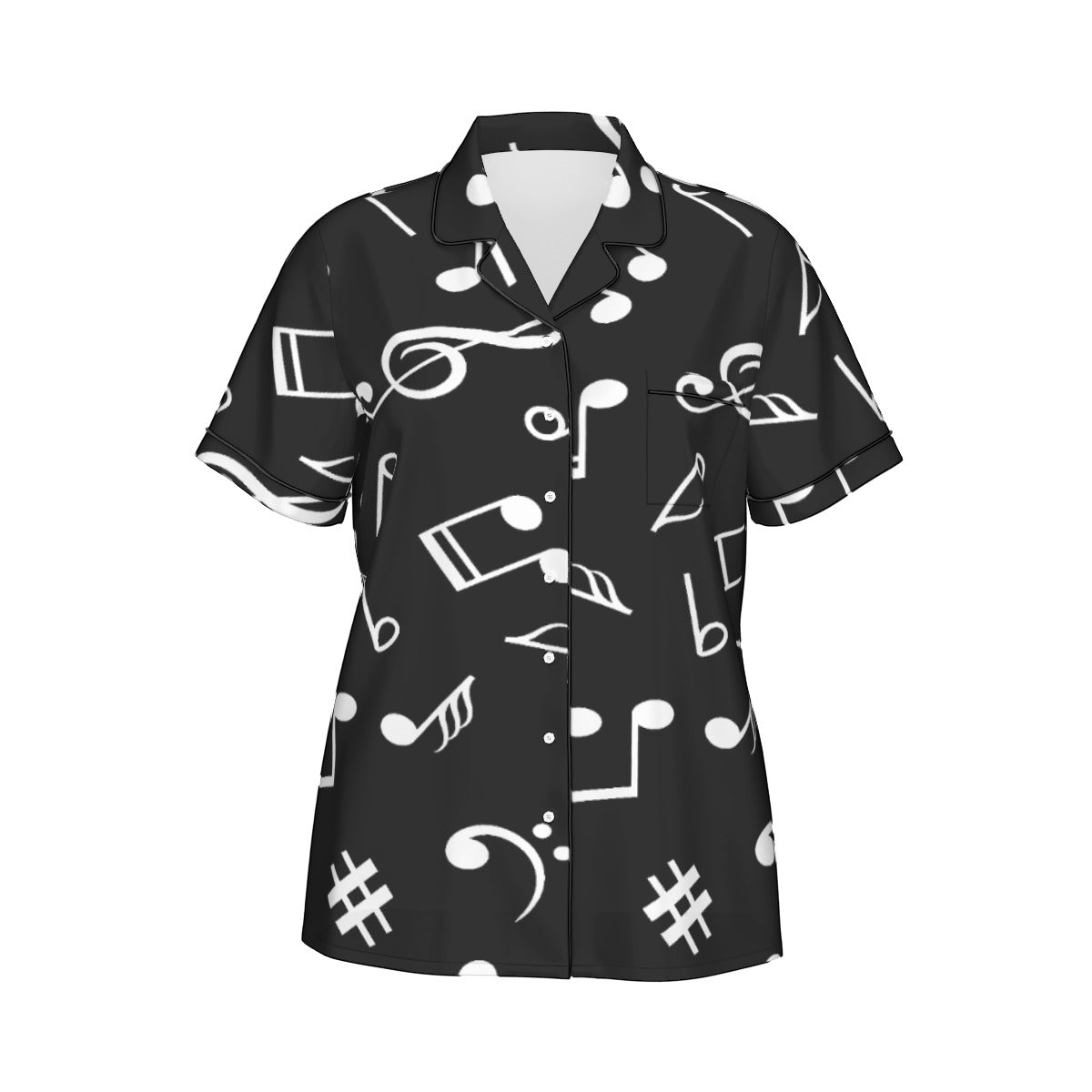 Music Black Women's Short Sleeve Pajama Set