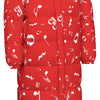 Red Music Notes Print Unisex Long Down Jacket