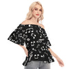 Music Notes Off-shoulder Back Split Top