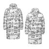 Music Print White Unisex Long Down Jacket