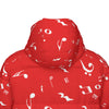 Red Music Notes Print Unisex Long Down Jacket