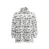 Music Notes Print Unisex Stand Collar Zipped Jacket