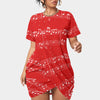 Music Print Red T-shirt Dress (Plus Size）