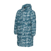 Music Blue Print Unisex Long Down Jacket