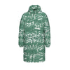 Music Green Print Unisex Long Down Jacket