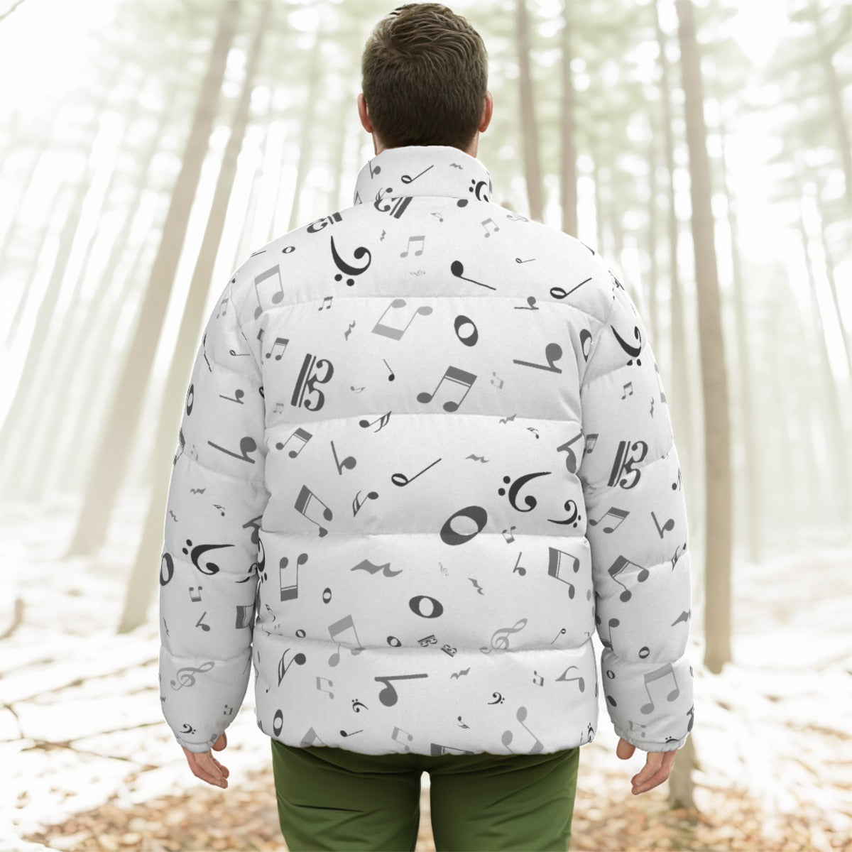 Simple Music Print Unisex Down Jacket
