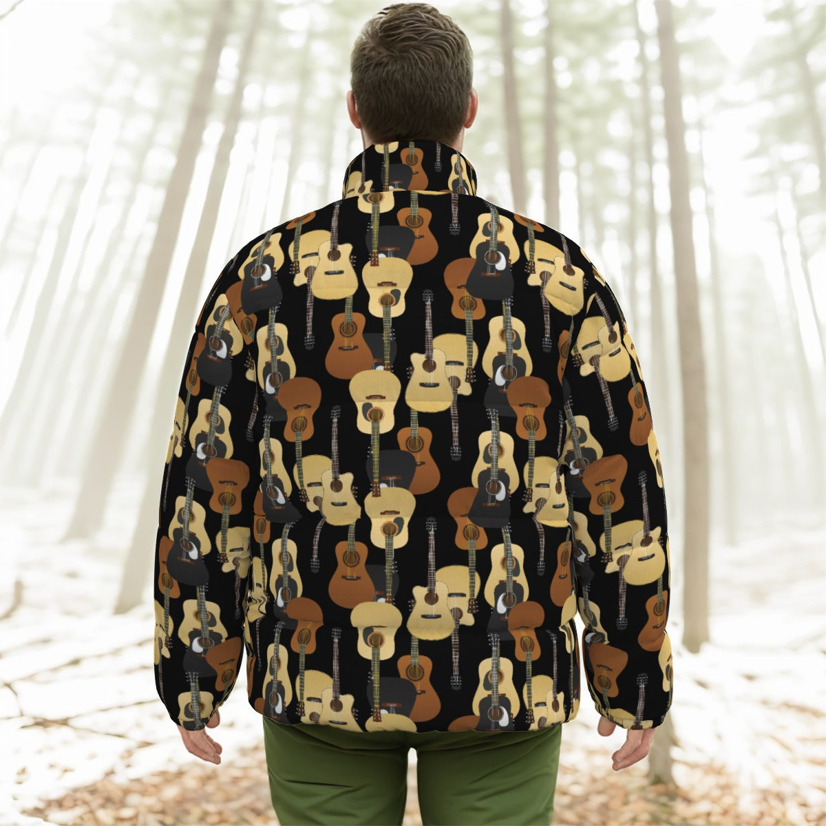 Guitar Print Unisex Down Jacket