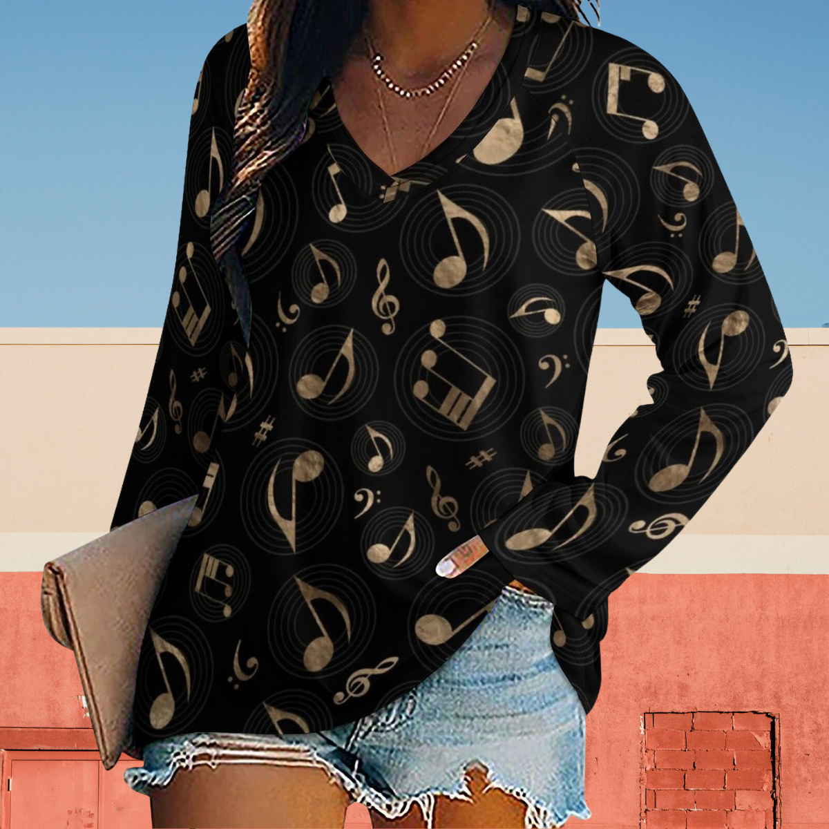 Music Note Long Sleeve Shirt