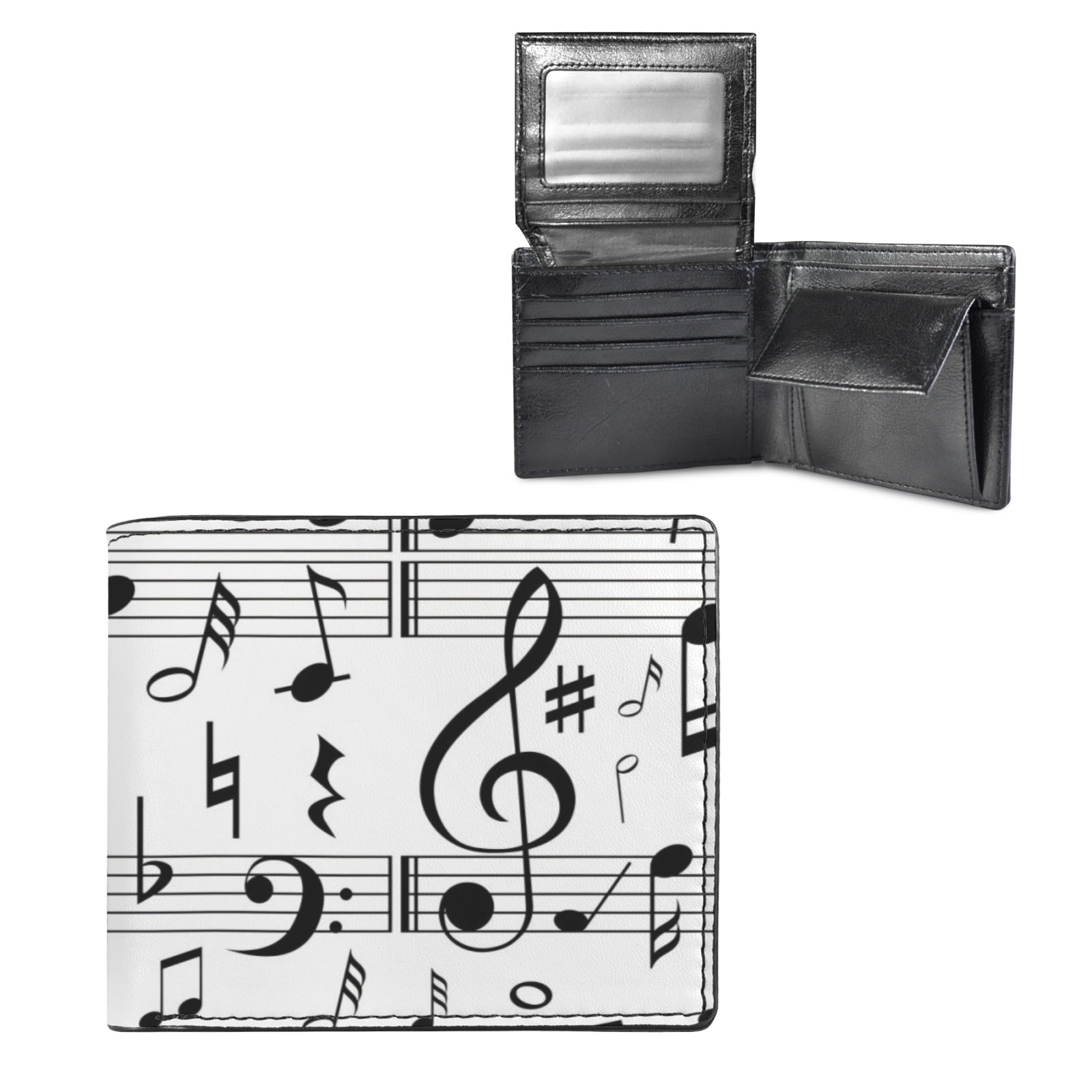 Music Scores White Men's Bifold Wallet (Photo Slot)