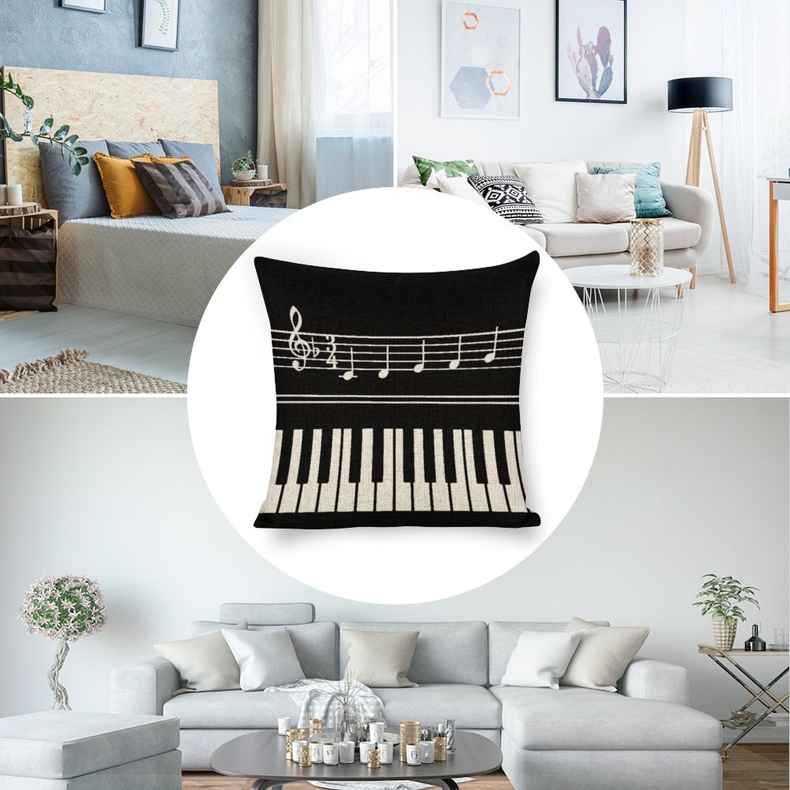 Piano Player Linen Pillowcase (Set of 4)