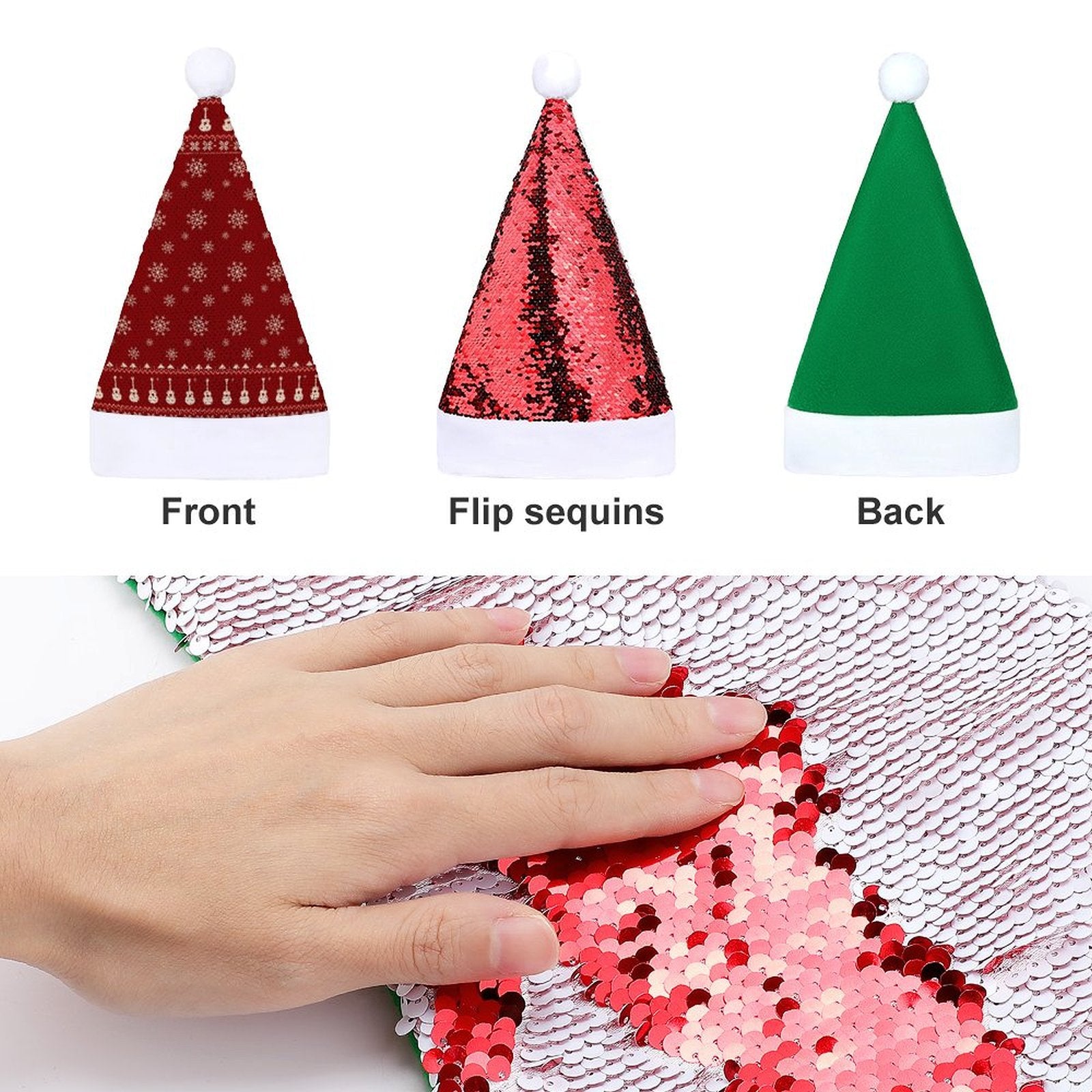 Guitar Red Christmas Sequin Santa Hat