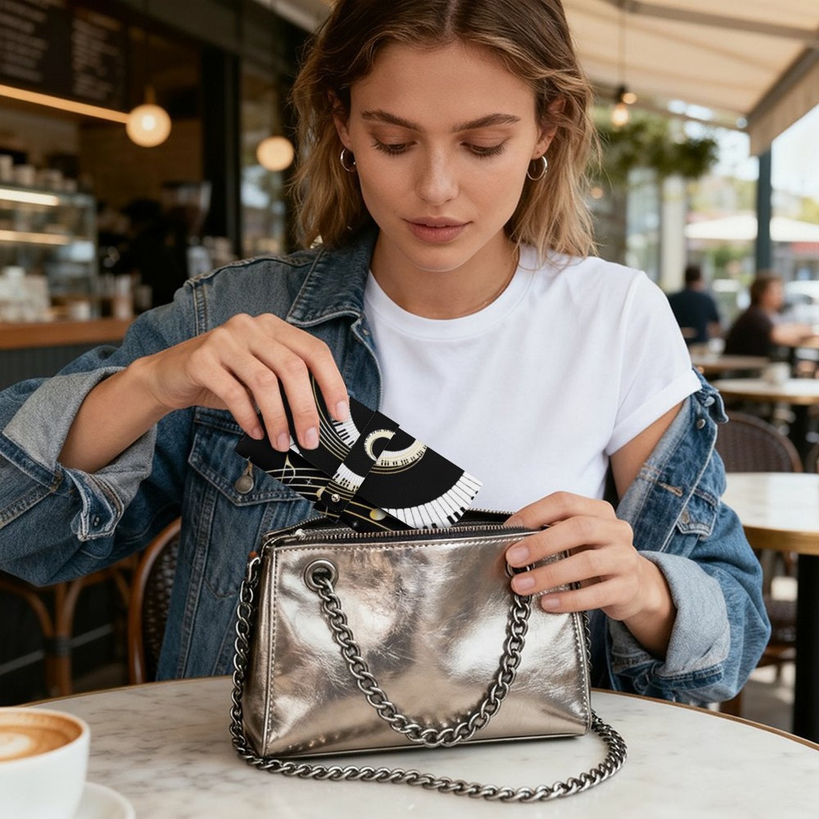 Piano Keys PU Leather Glasses Case