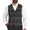 Men's Black & White Music Print Suit Vest