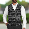 Men's Black & White Music Print Suit Vest