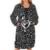 Music Clef Heart Women's Long Hooded Jacket