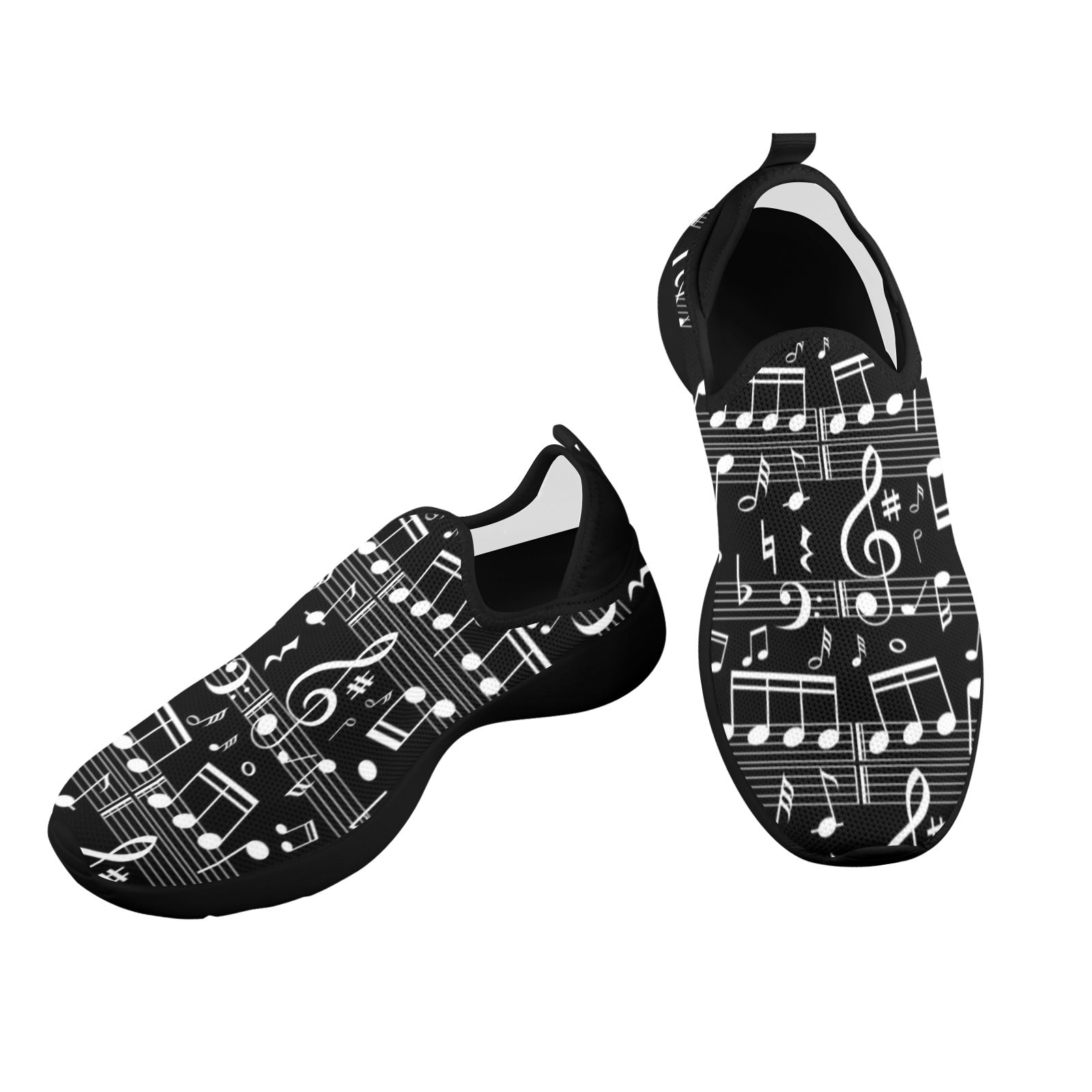 Random Music Black Fly Weave Women's Sneakers (Drop-in-Heel)