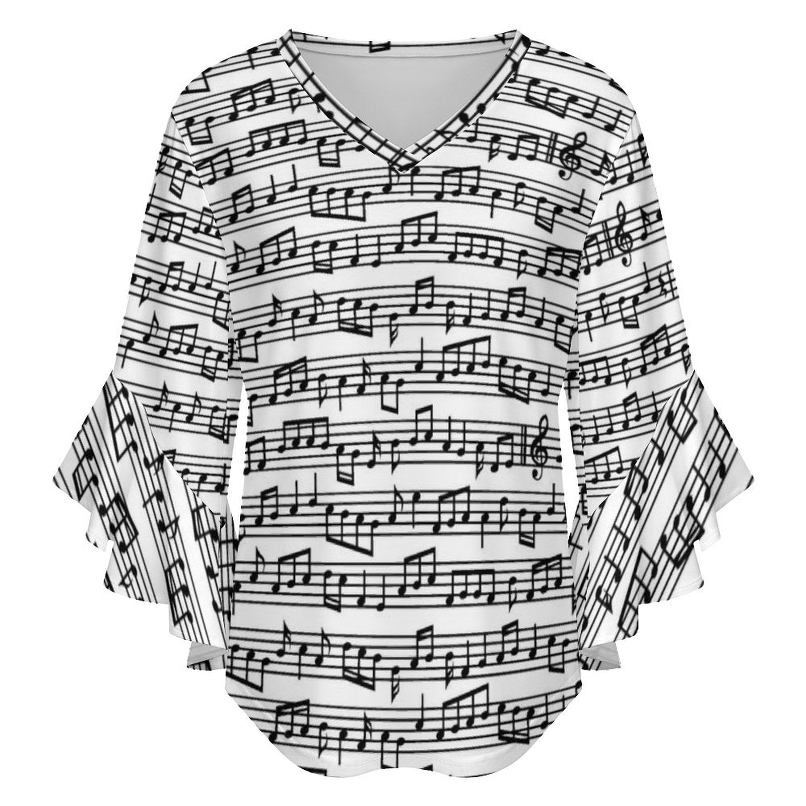 Music Sheet Women's Ruffled Sleeve Blouse