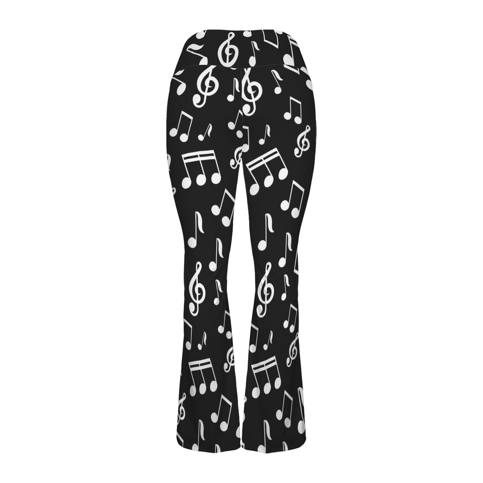 Music Notes Black Crossover High Waisted Flare Leggings
