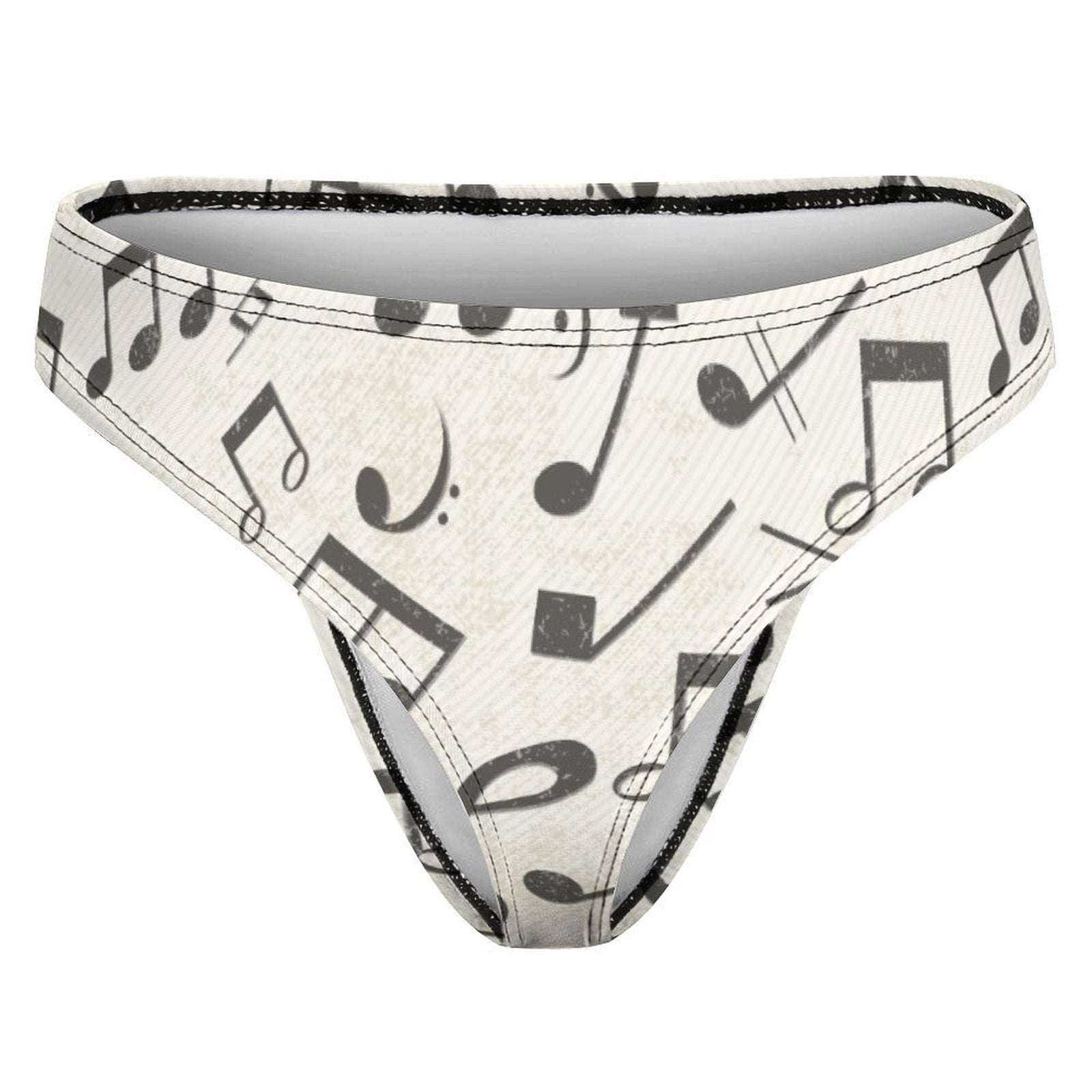 Beige Music Print Women's Cotton Underwear