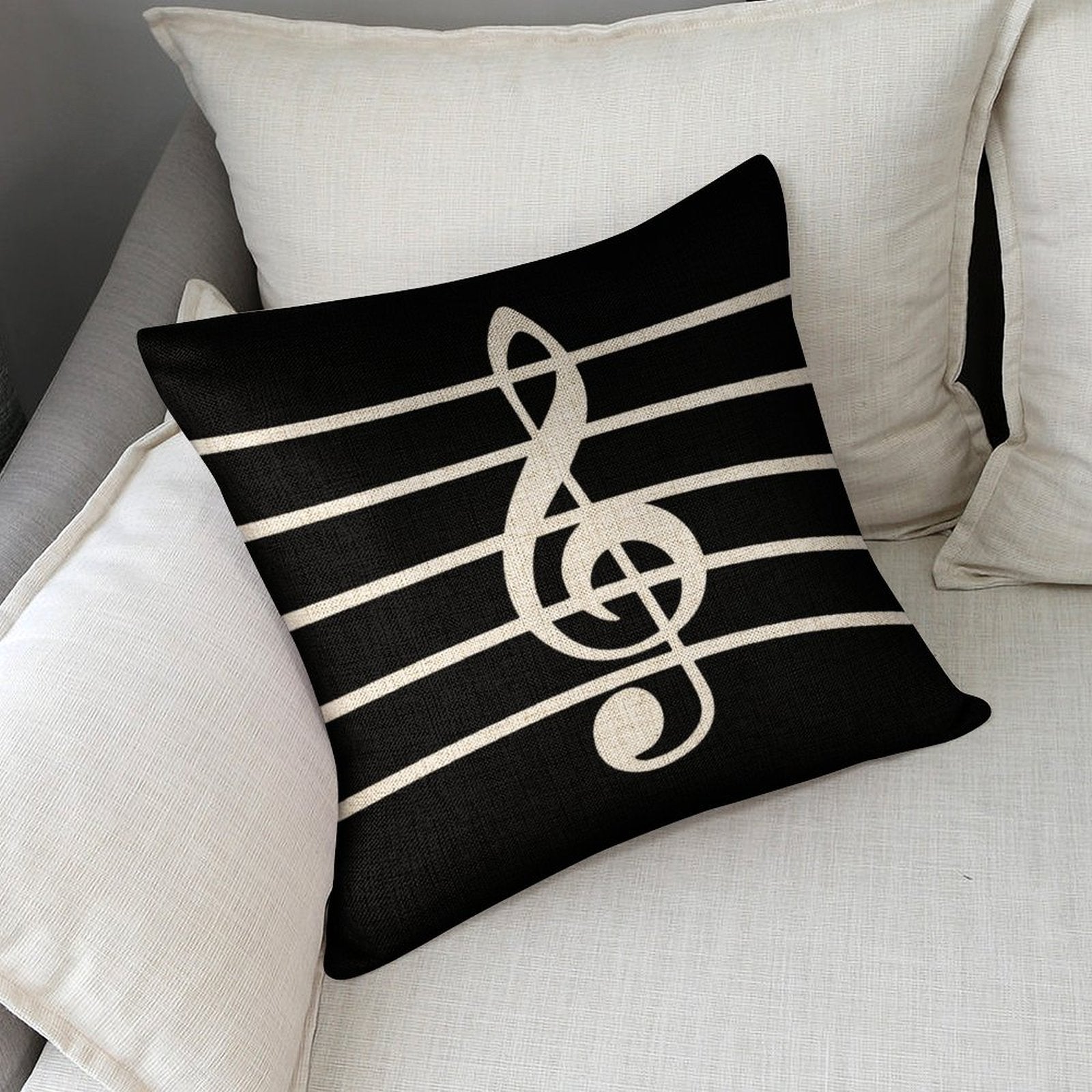 Giant Music Symbol Linen Pillowcase (Set of 4)