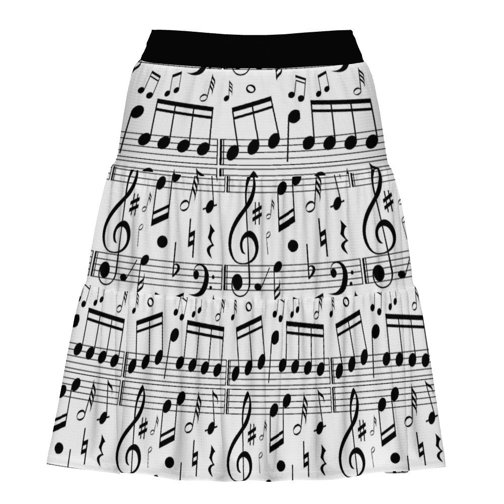 Music Pattern Tiered Skirt