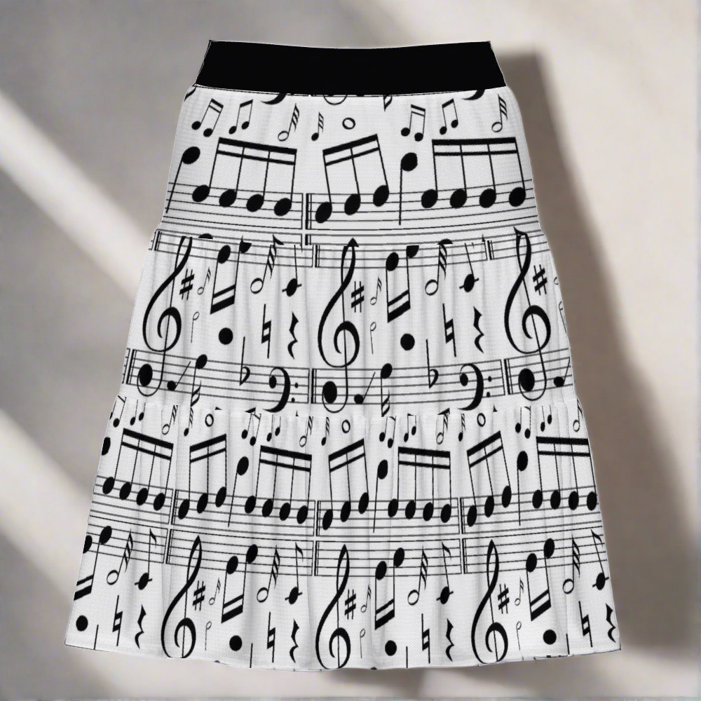 Music Pattern Tiered Skirt