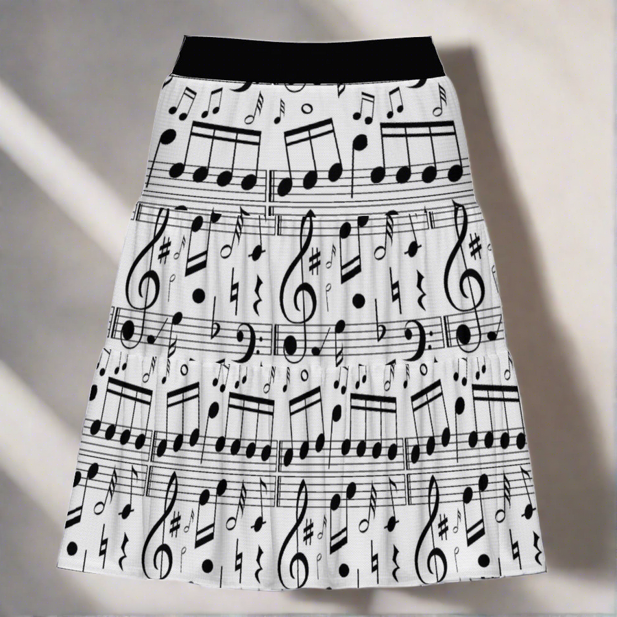 Music Pattern Tiered Skirt