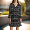 Black Music Scores V-Neck Ruffle Mini Dress