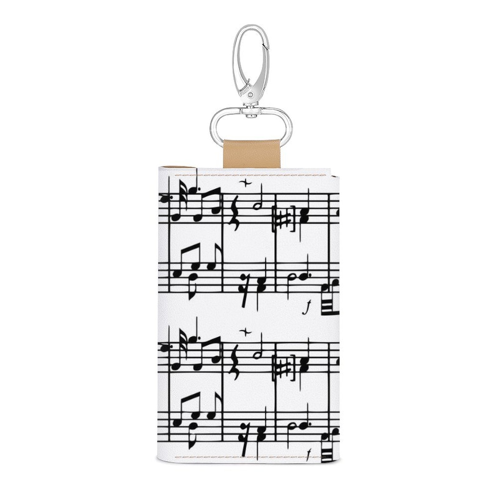 Music White Leather Key Bag