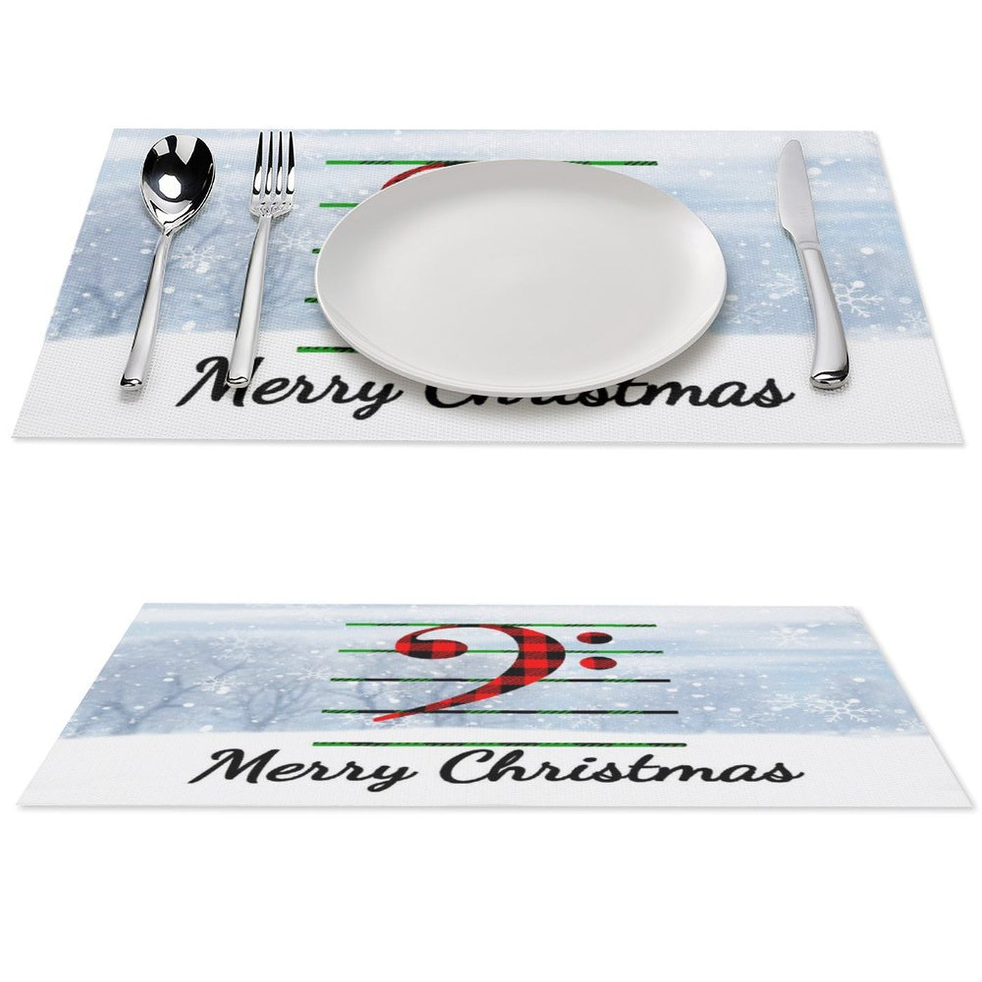 Music Bass Clef Christmas PVC Placemats