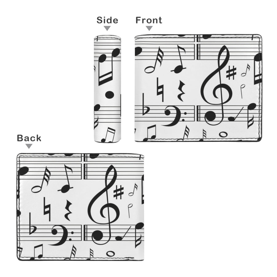 Music Scores White Men's Bifold Wallet (Photo Slot)