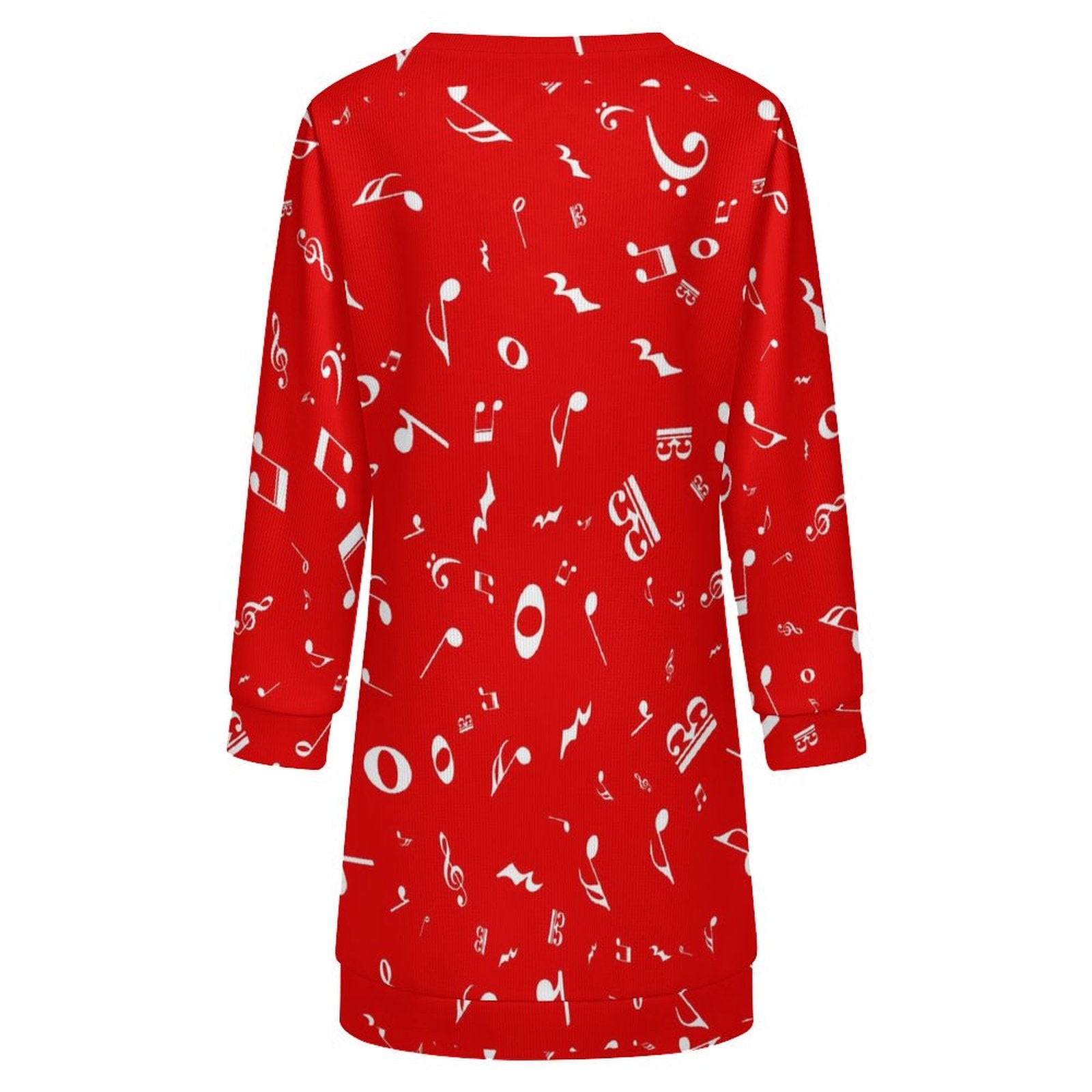 Red & White Music Sweater Dress