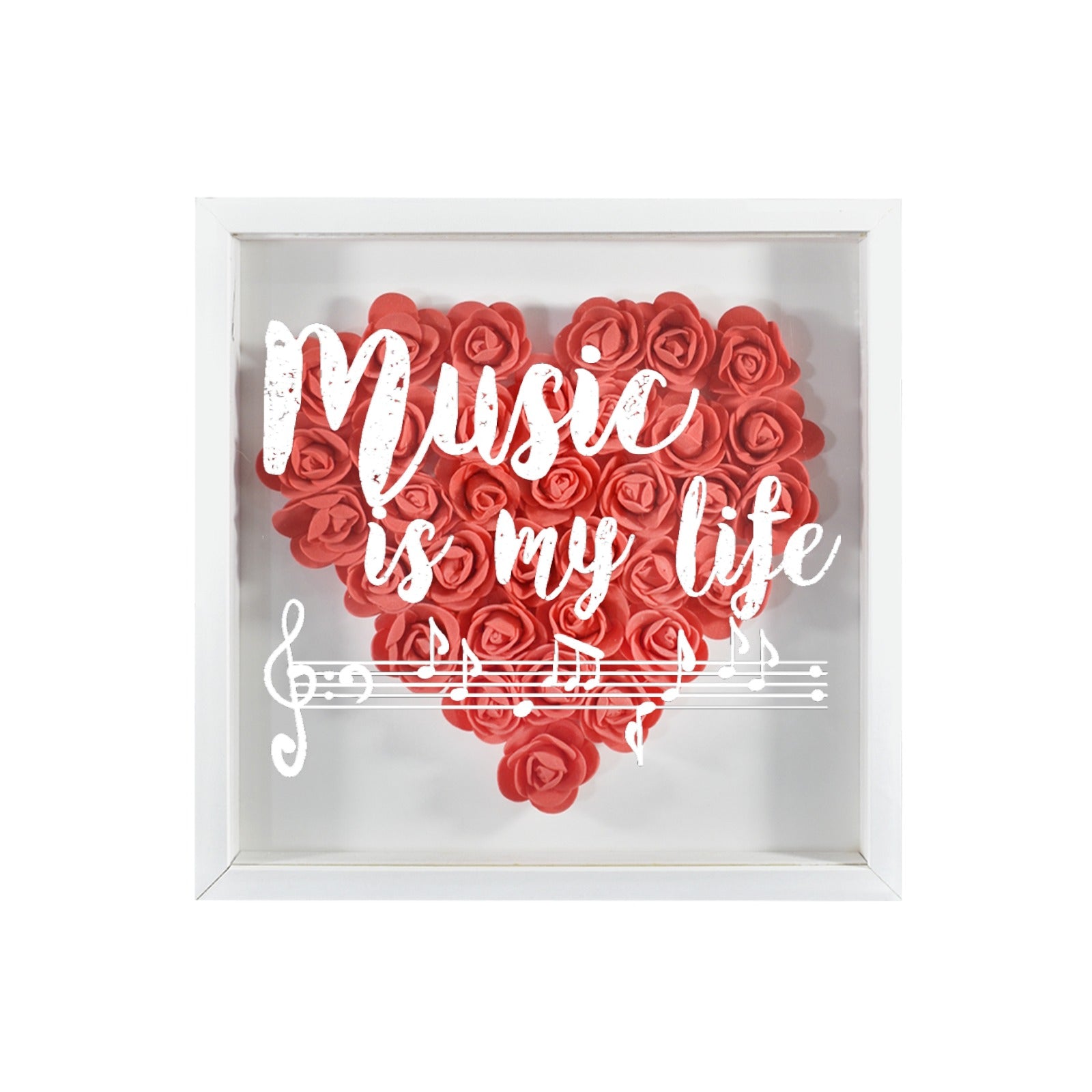 Music Is My Life Flower Shadow Box Decor