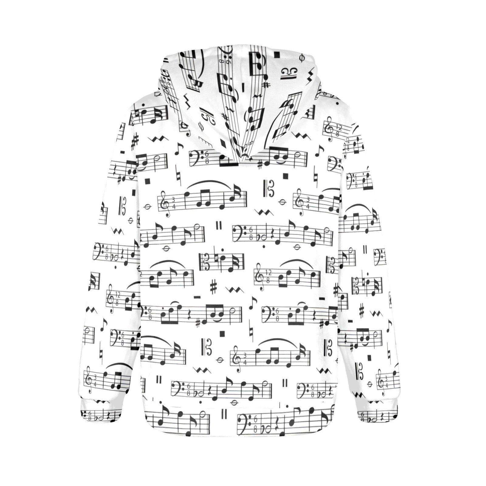 Music Print Women's Flannel Hoodie