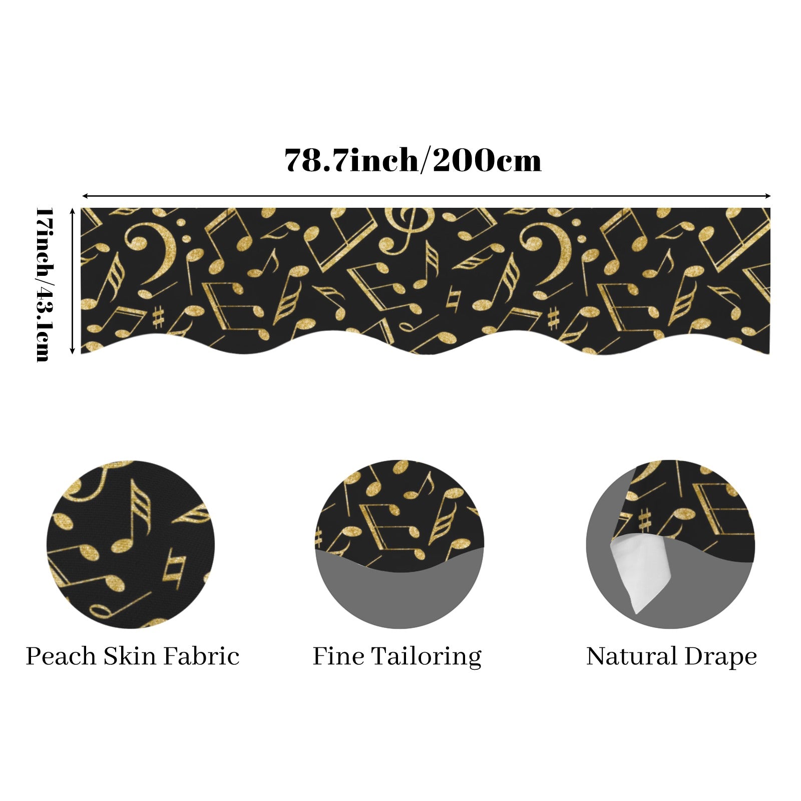 [USA Only] Gold Music Notes Fireplace Mantel Scarf