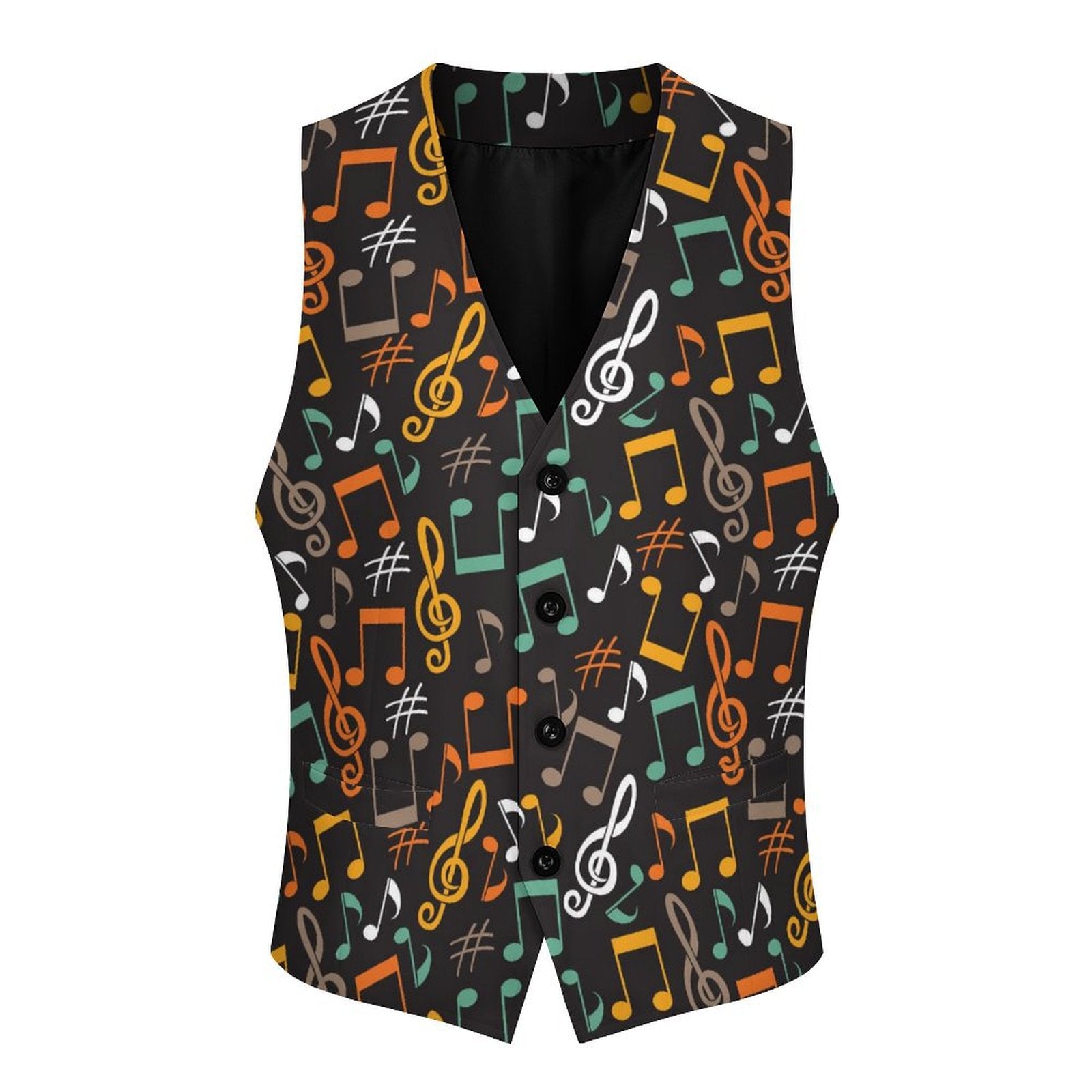 Men's Colorful Music Print Suit Vest