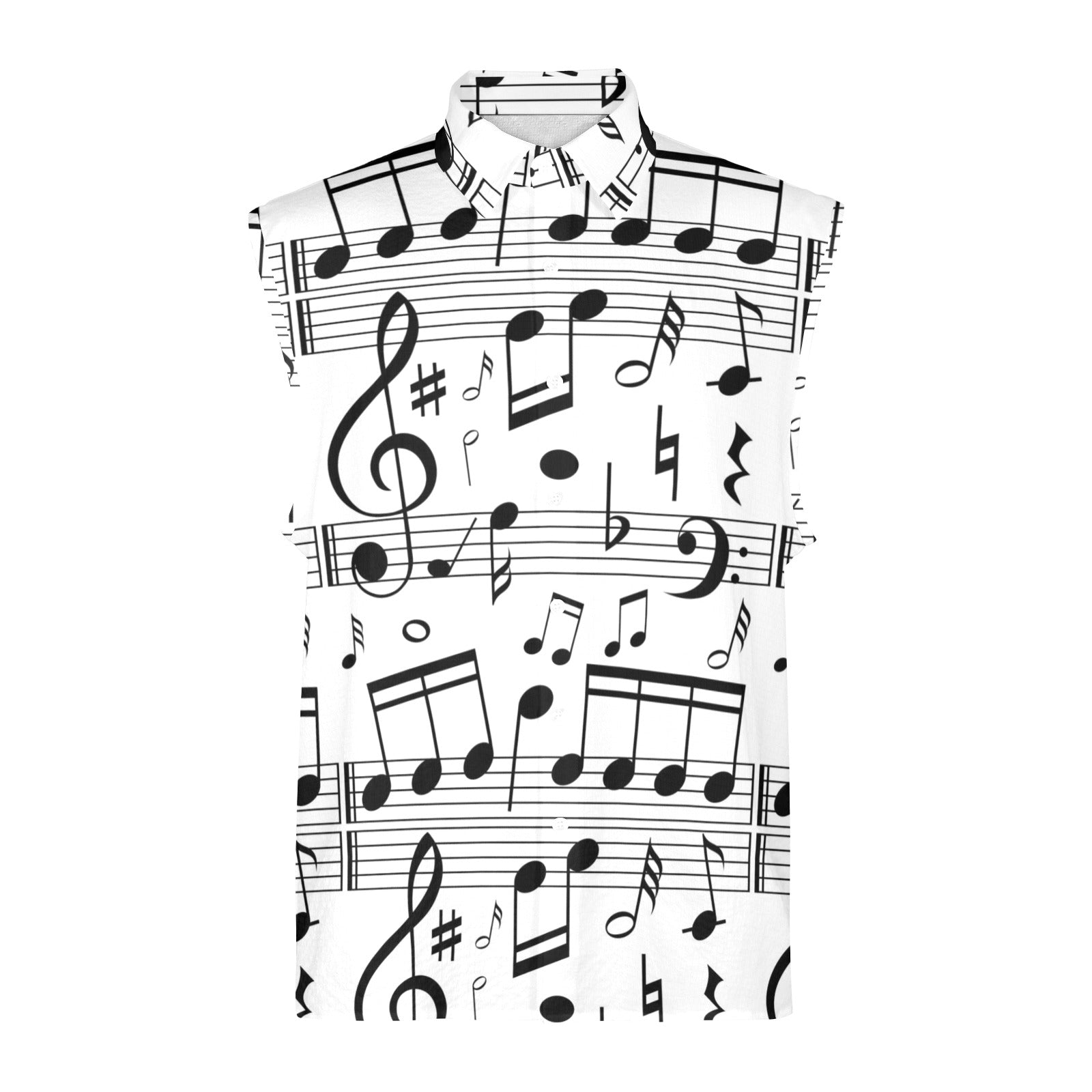 Music Notes White Men's Sleeveless Shirt