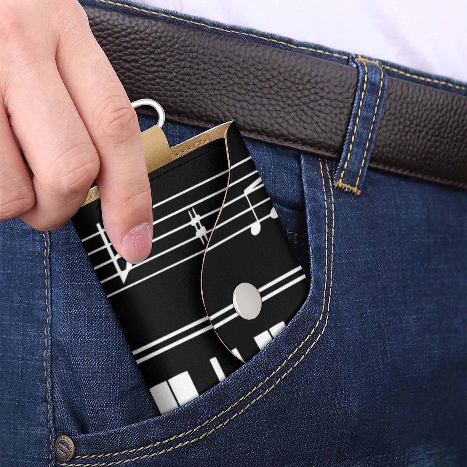 Piano Keys Leather Key Bag