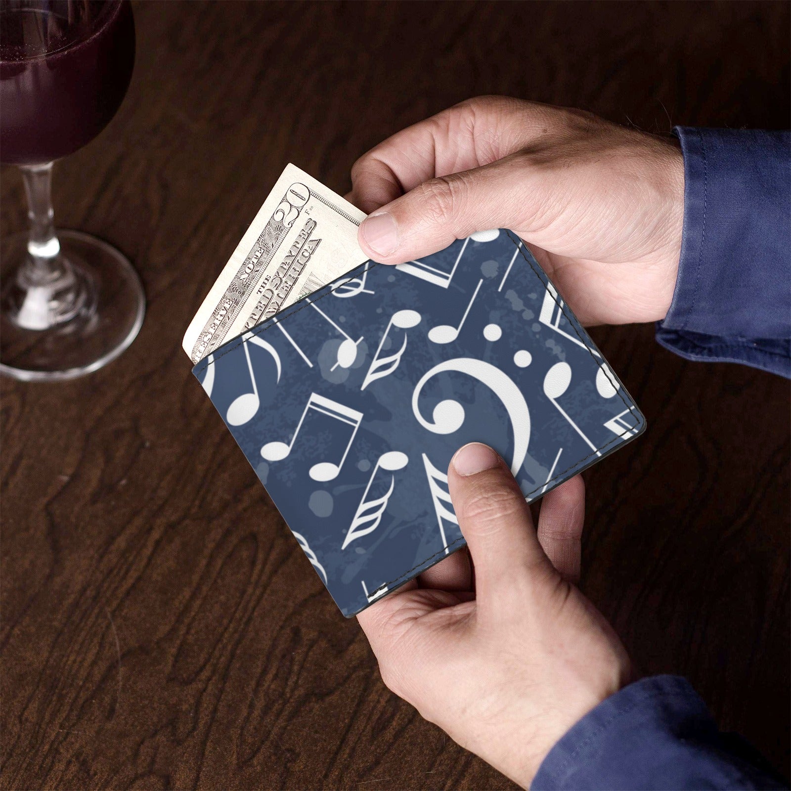 Music Blue Men's Bifold Wallet (Photo Slot)