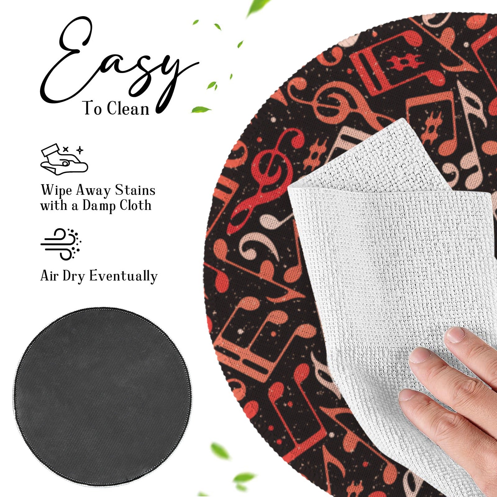 [USA Only] Orange Music Notes Round Placemat