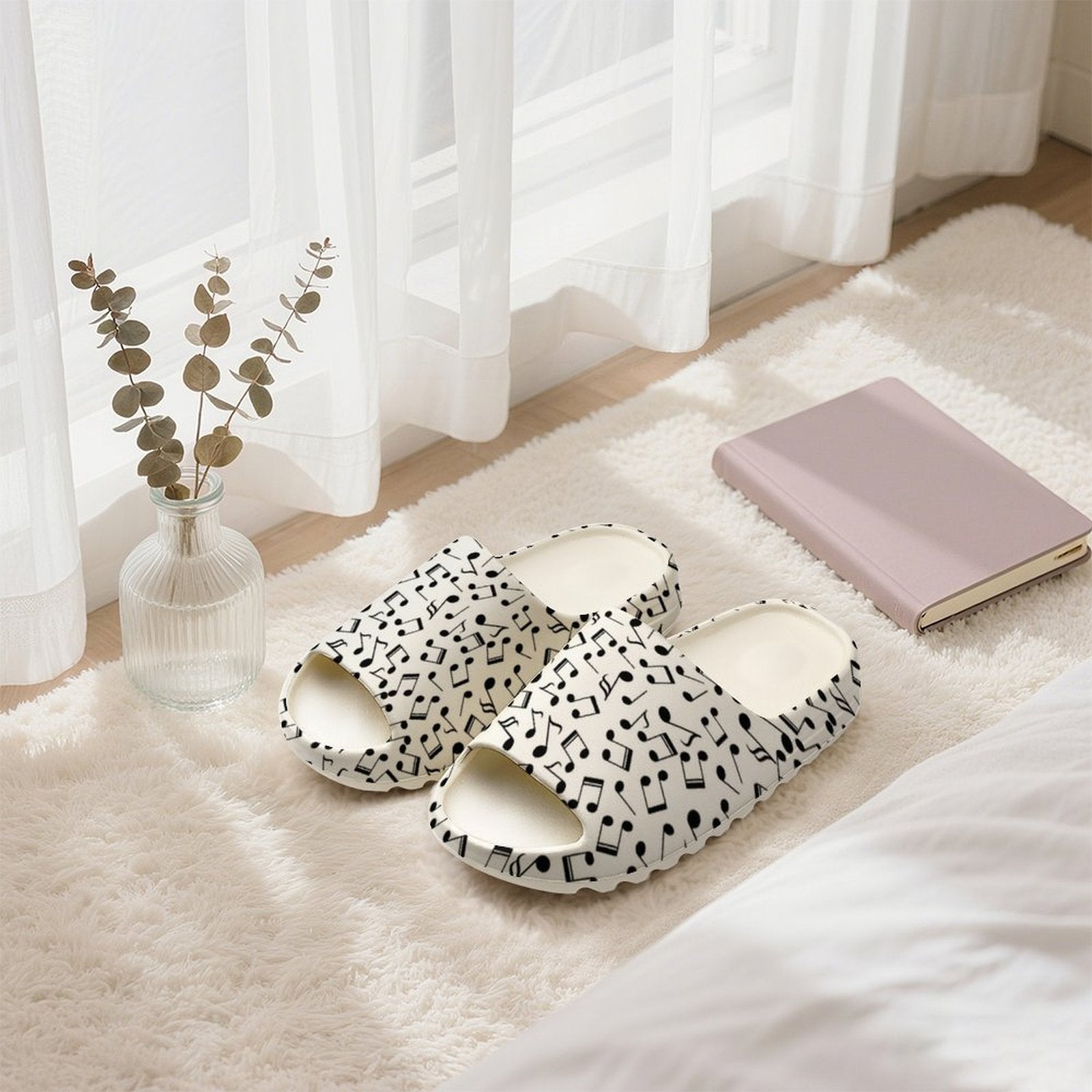 Music Notes Unisex Thick Sole Slippers
