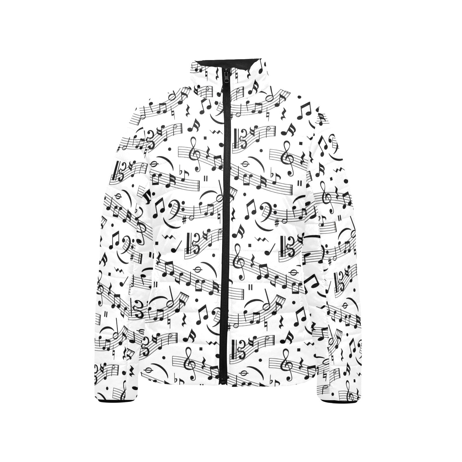 Music Pattern Women's Padded Bomber Jacket