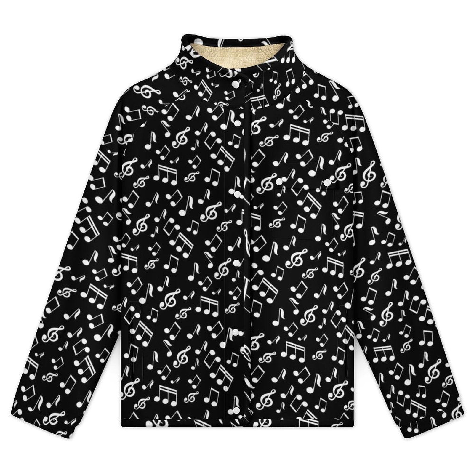 Music Notes Women's Stand Collar Fleece Jacket