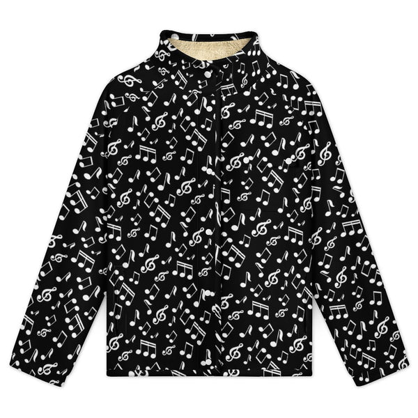Music Notes Women's Stand Collar Fleece Jacket - Artistic Pod