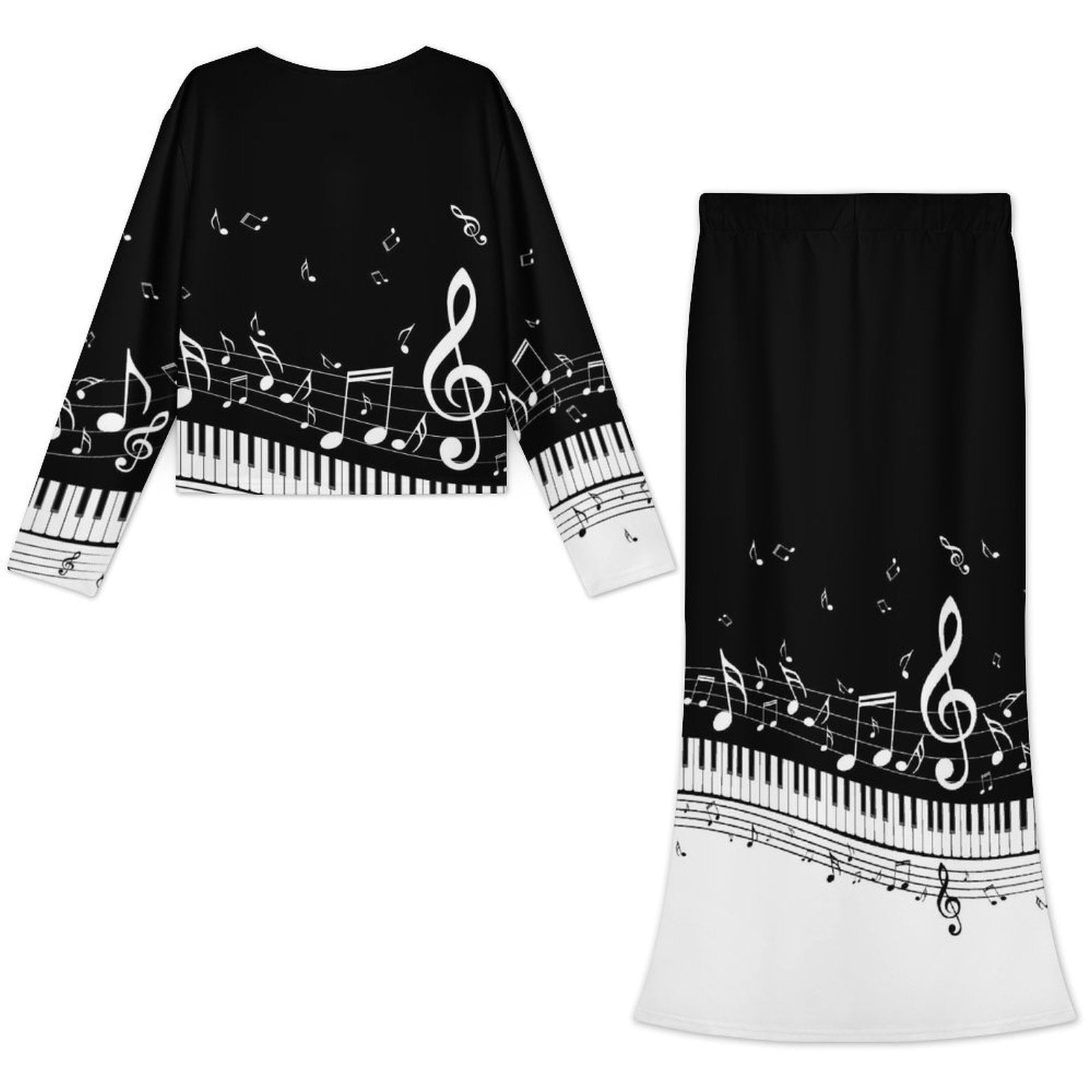 Piano Music Women's Long Sleeve Top & Skirt Set