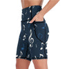 Blue Music Pocket Yoga Shorts