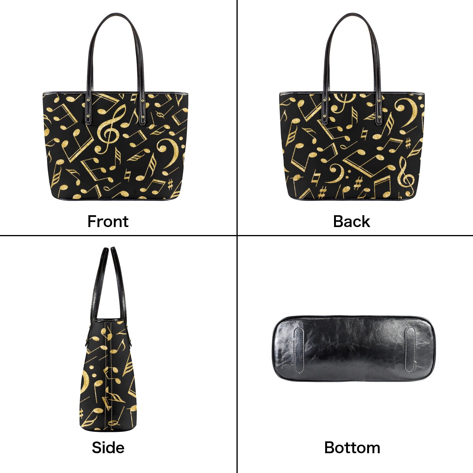Music Notes Chic Leather Tote Bag