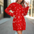 Red & White Music Sweater Dress