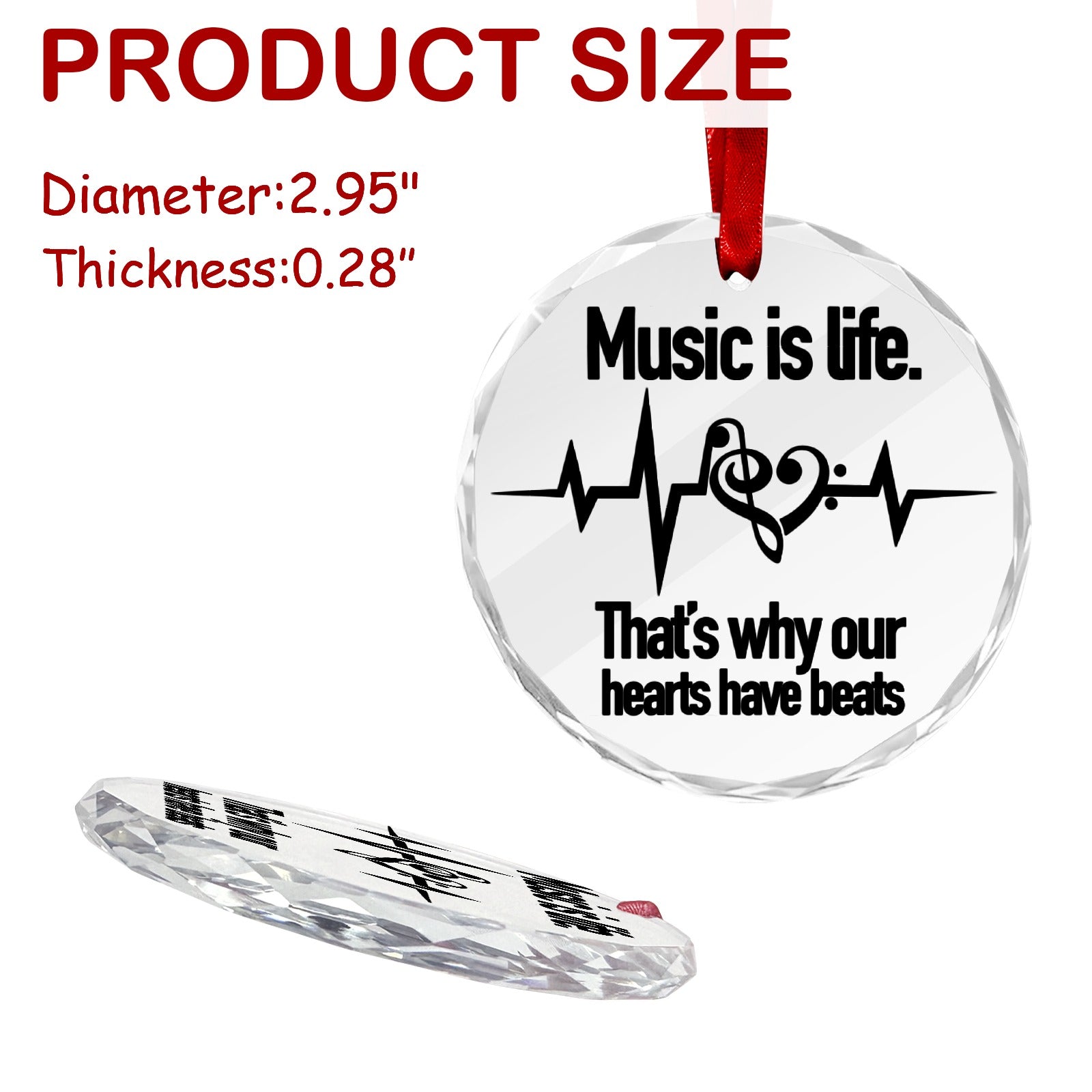"Music Is Life" Heartbeats Crystal Hanging Ornament
