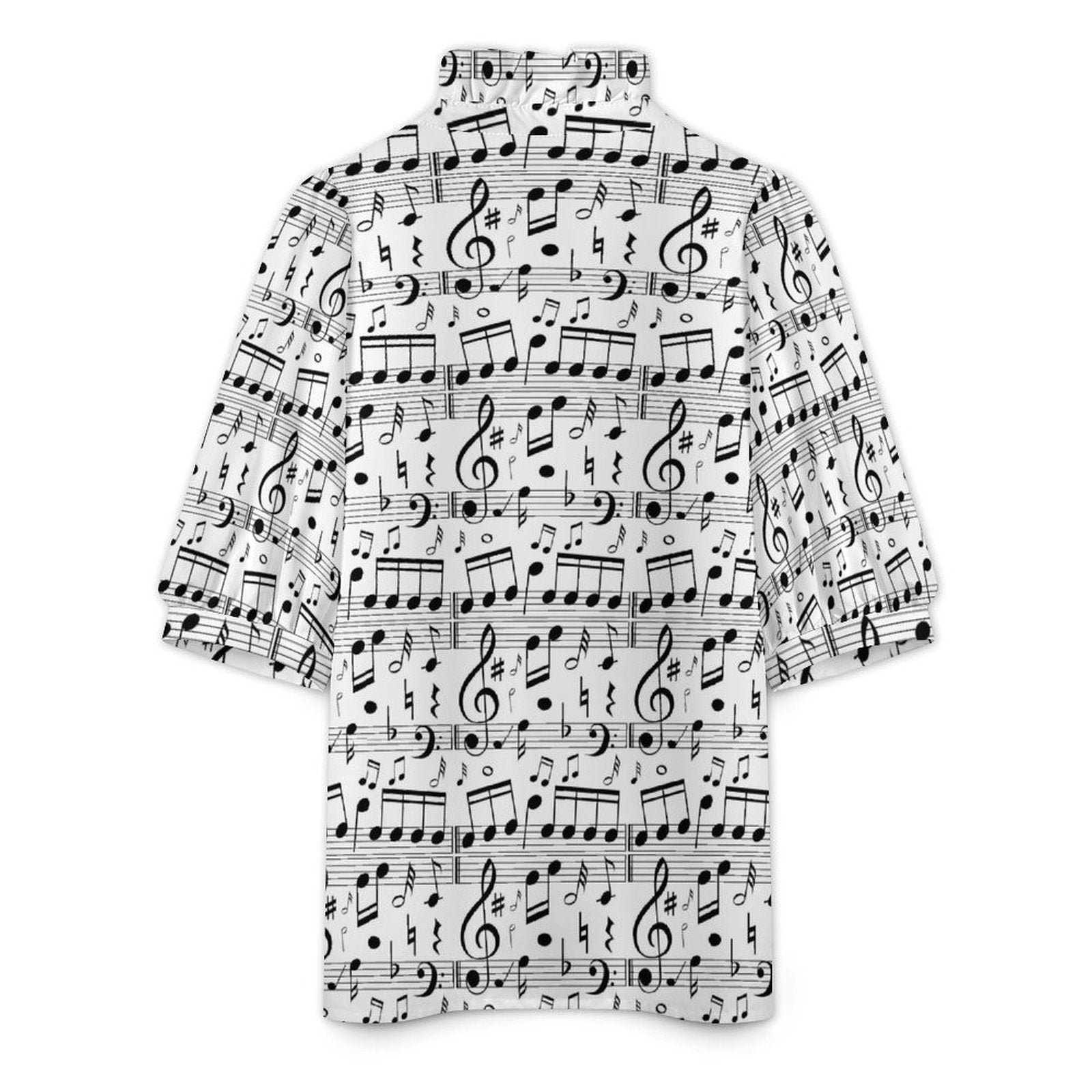 Music Notes White Ruffle Collar Blouse